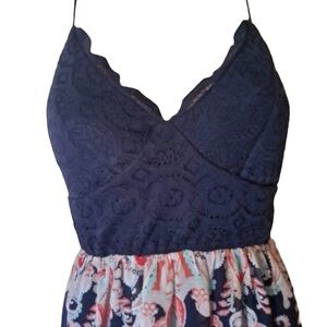 Trixxi Navy Lace Top Floral Dress